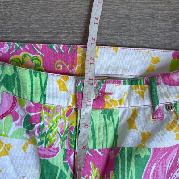 Vtg Lilly Pulitzer white label Patchwork Boot Cut Beads Rhinestones Pants 12 - Picture 7 of 11